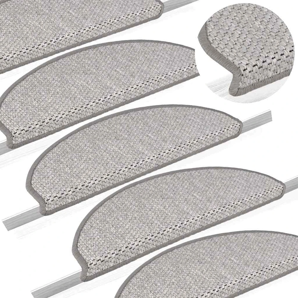 Laiptų kilimėliai Lipni Sisal-Look 30 vnt 65x21x4 cm Platina
