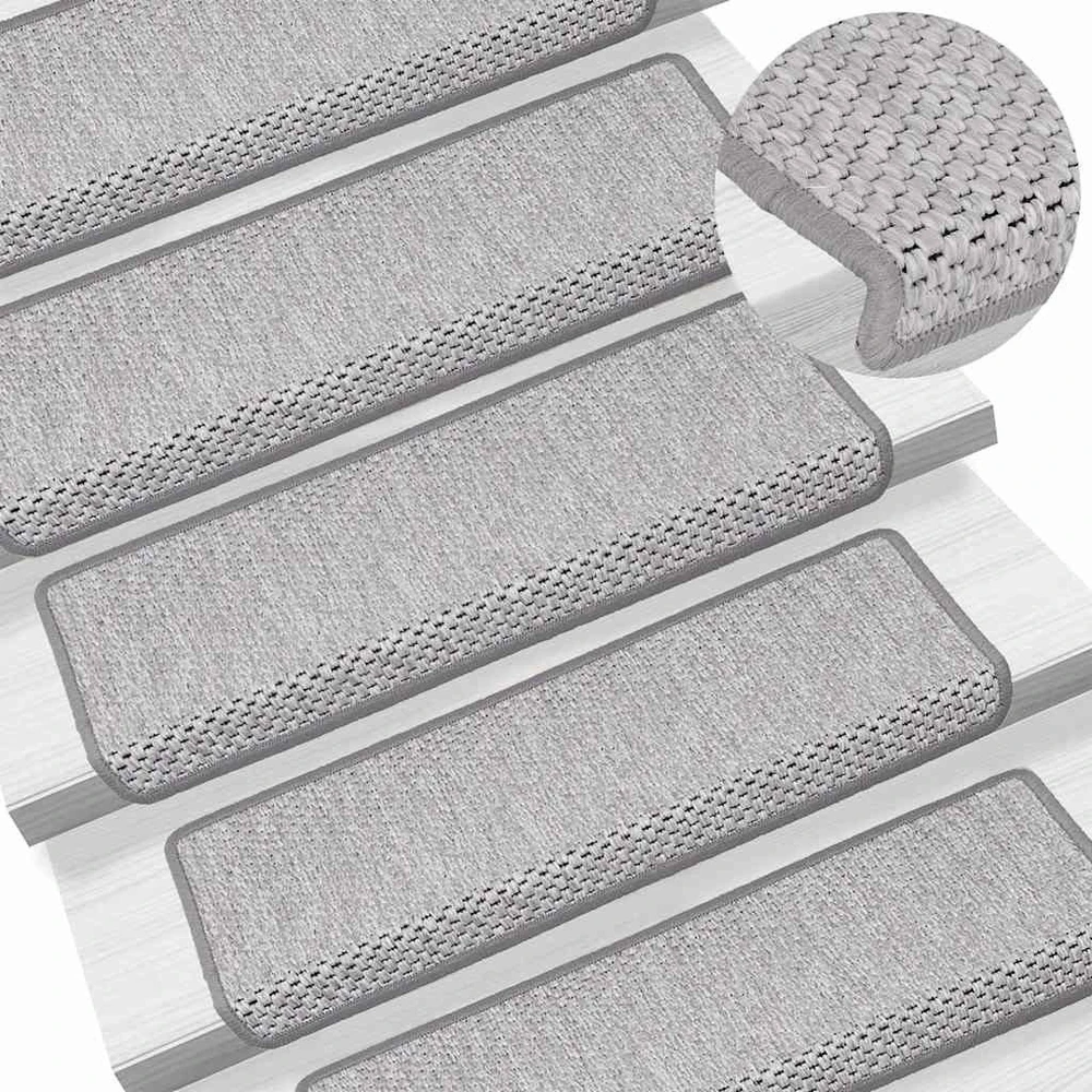 Laiptų kilimėliai Lipni Sisal-Look 30 vnt 65x21x4 cm Platina