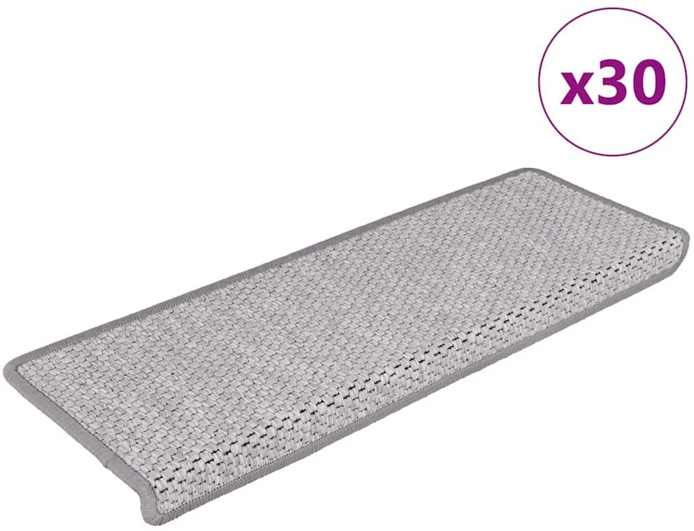 Laiptų kilimėliai Lipni Sisal-Look 30 vnt 65x21x4 cm Platina