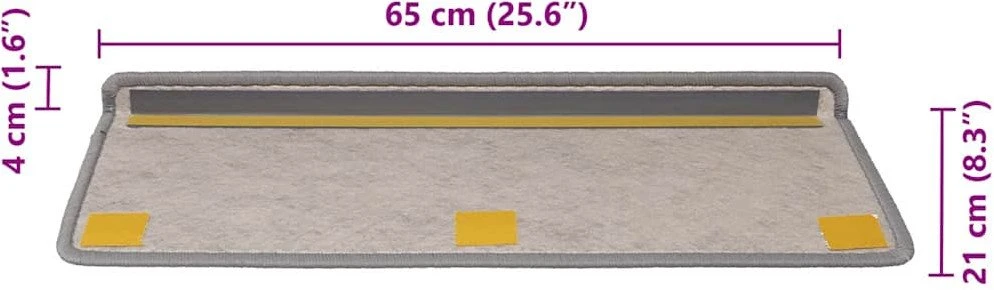 Laiptų kilimėliai Lipni Sisal-Look 30 vnt 65x21x4 cm Platina