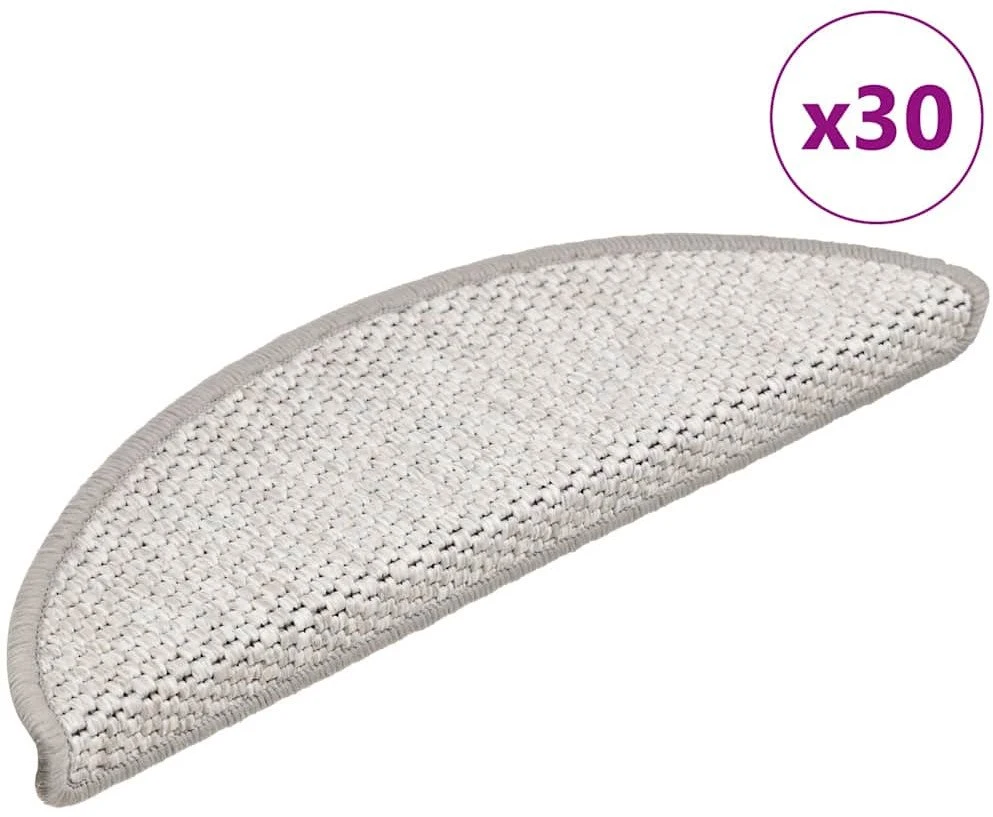 Laiptų kilimėliai Lipni Sisal-Look 30 vnt 56x17x3 cm Platina