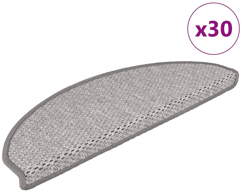 Laiptų kilimėliai Lipni Sisal-Look 30 vnt 65x21x4 cm Platina