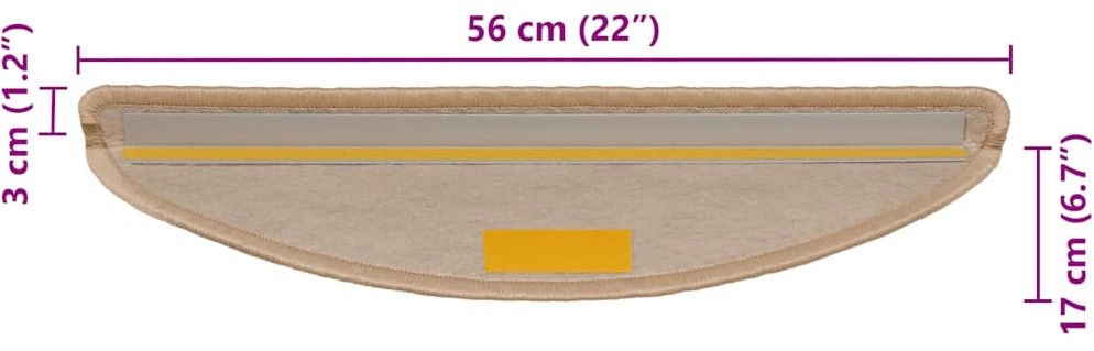 Lipnūs laiptų kilimėliai, 30vnt., smėlio spalvos, 56x17x3cm