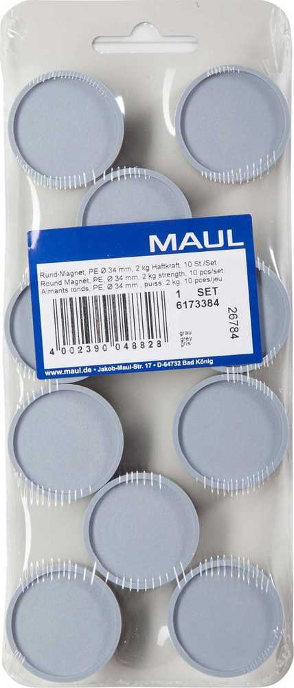 Maul Industriemagnet rund 29mm 10 Stück grau
