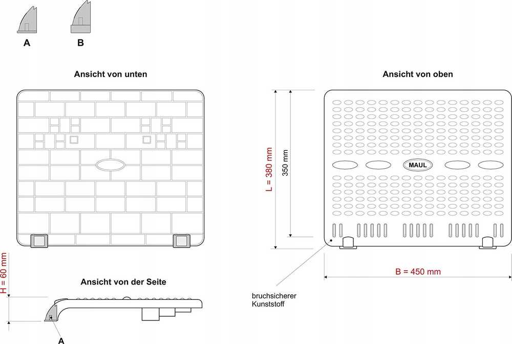 Maul MAUL Füßstütze Standard genoppt 45x35,3cm juodas