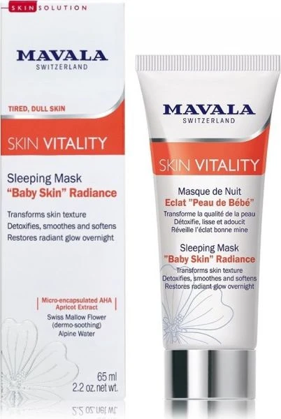 Mavala Vitality glotninanti ir minkštinanti naktinė miego kaukė, 65 ml