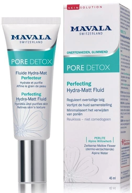 Mavala Pore Detox Hydrating & Mattifying & Detoxifying & Refreshing Day & Night Fluid For Face, 45 ml
