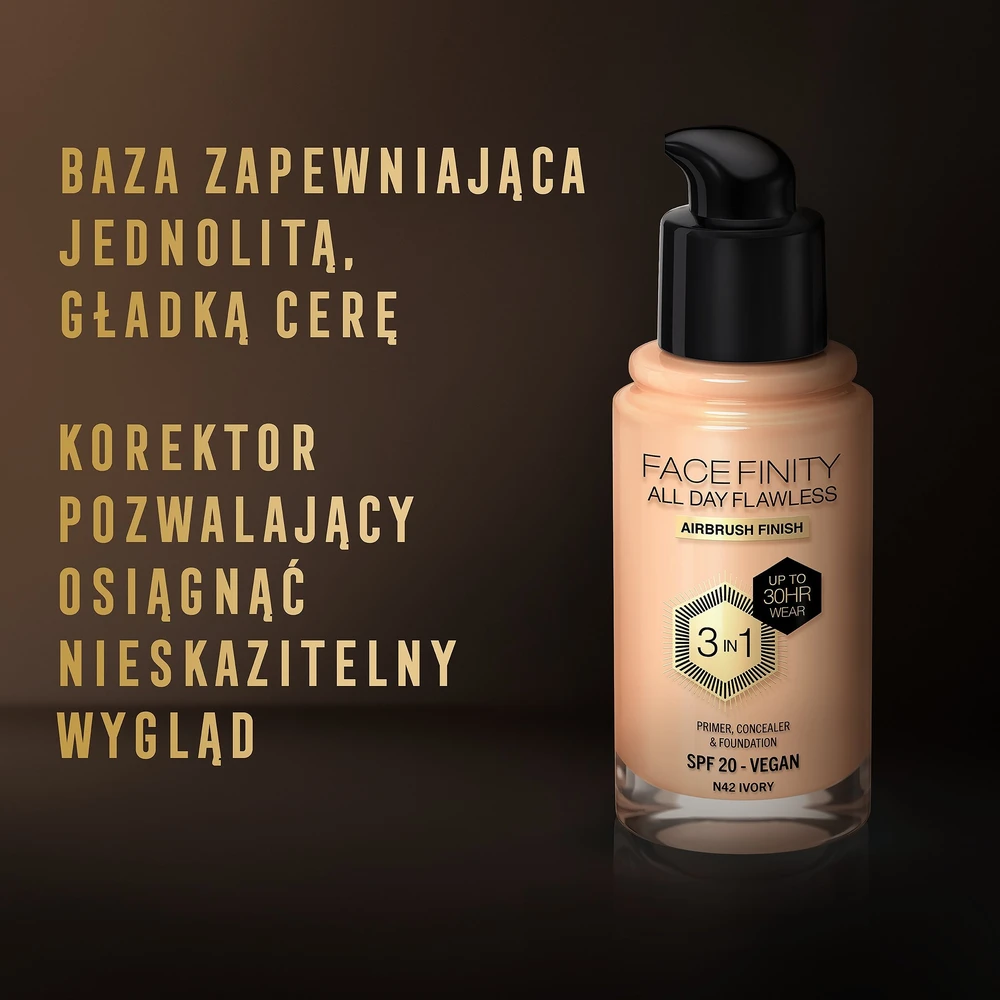 Max Factor Facefinity All Day Flawless makiažo pagrindas moterims 30 ml, spalva: N42 Ivory