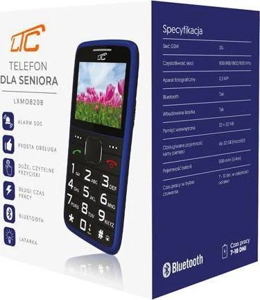 Mobilusis telefonas Maxcom TELEFONAS GSM MOB20 TELEFONAS DLA SENIORA 2G/CAM/BT/900mAh Mėlynas LTC