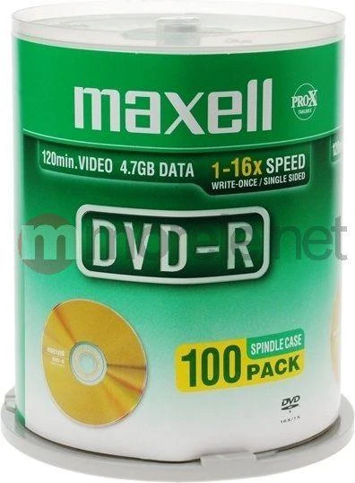 DVD-R diskai MAXELL, 4,7 GB, 16X, 120 min., 100 vnt., rietuvėje