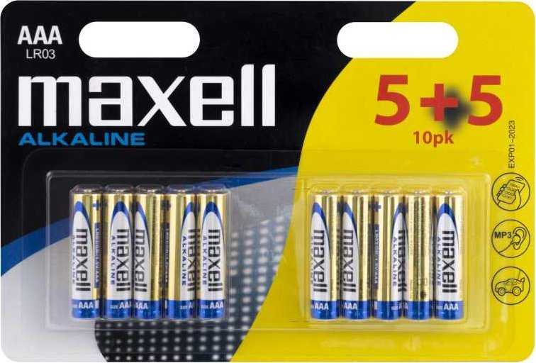 „Maxell“ vienkartinės šarminės AAA baterijos, 10 vnt. pakuotė