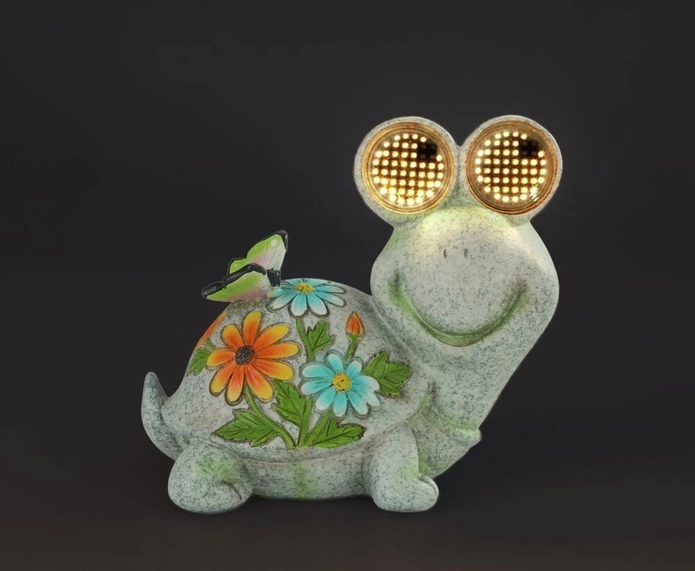 Maximex Turtle Saulės energija varoma sodo figūrėlė, vėžlys su šviečiančiomis LED akimis, 17 x 20 cm
