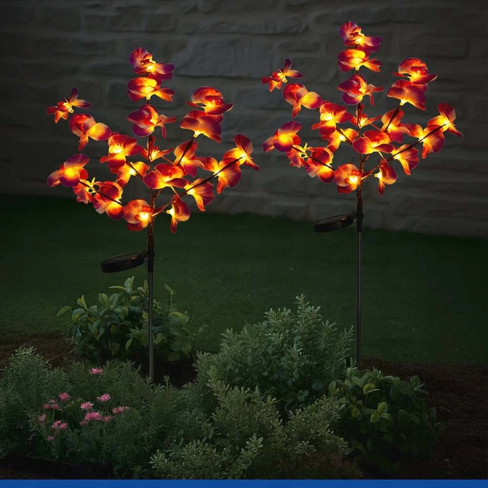 Maximex PIECES Saulės energija varomi sodo šviestuvai, LED orchidėjos, 2 dalių rinkinys, 75 cm
