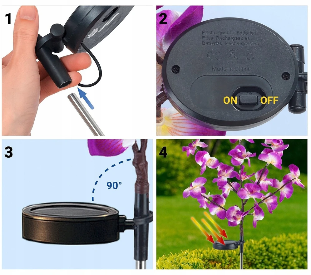 Maximex PIECES Saulės energija varomi sodo šviestuvai, LED orchidėjos, 2 dalių rinkinys, 75 cm