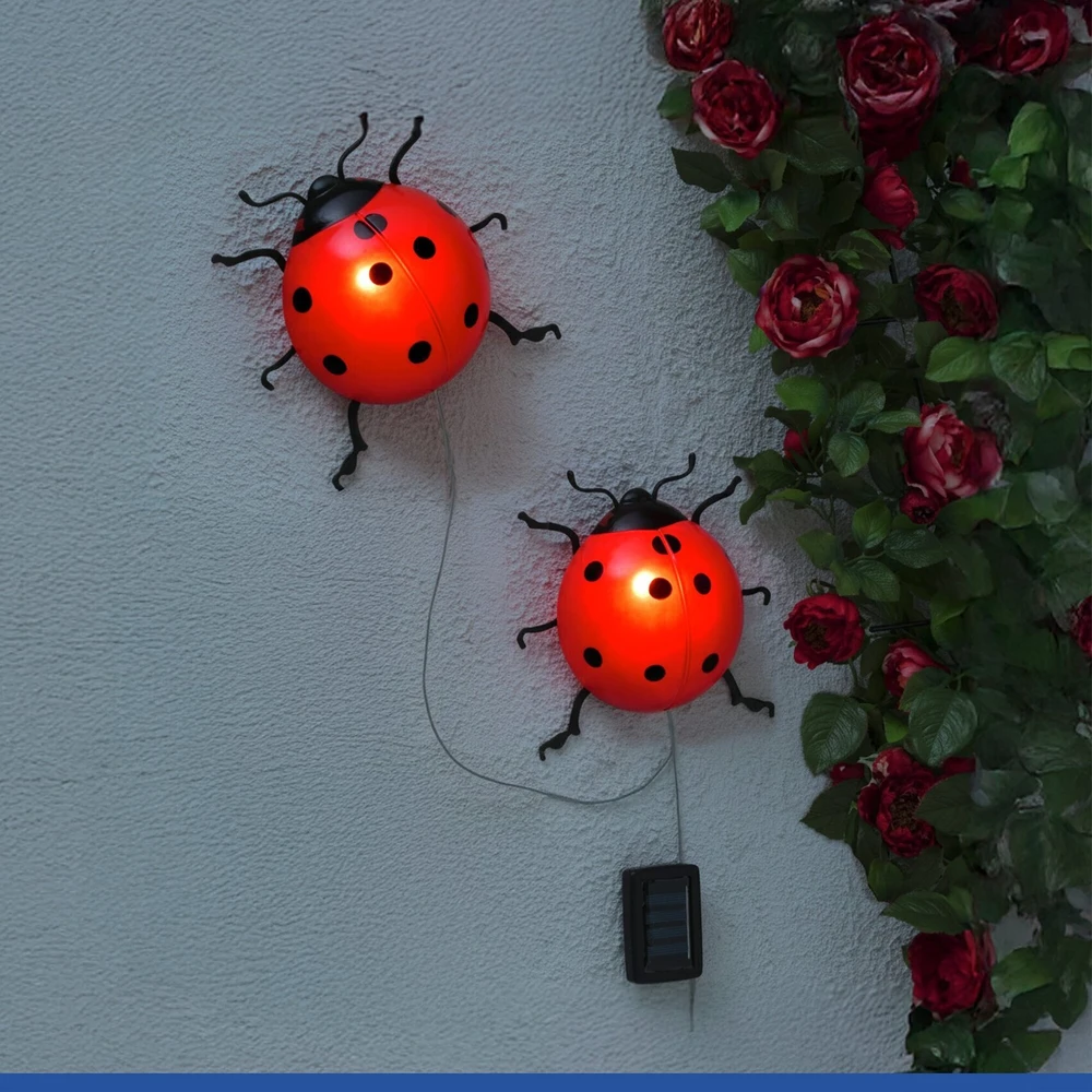 Maximex PIECES Saulės energija varomi sodo žibintai, LED boružėlės, 2 vnt., 20 cm