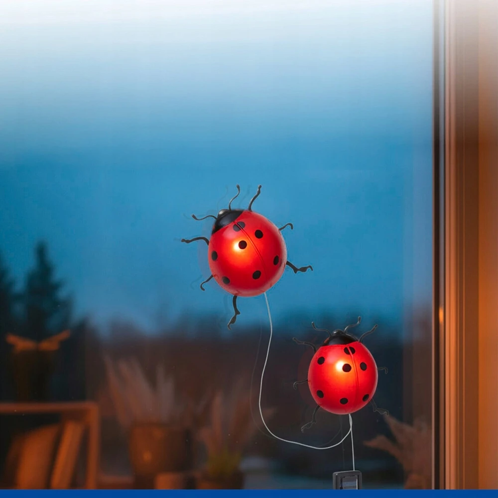 Maximex PIECES Saulės energija varomi sodo žibintai, LED boružėlės, 2 vnt., 20 cm