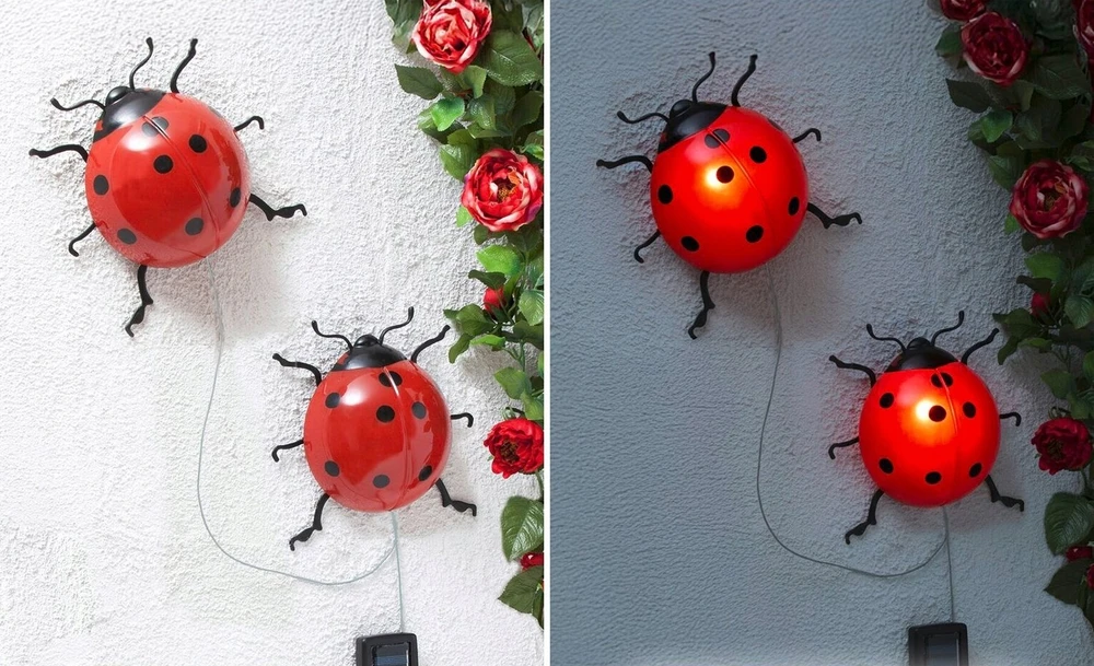 Maximex PIECES Saulės energija varomi sodo žibintai, LED boružėlės, 2 vnt., 20 cm