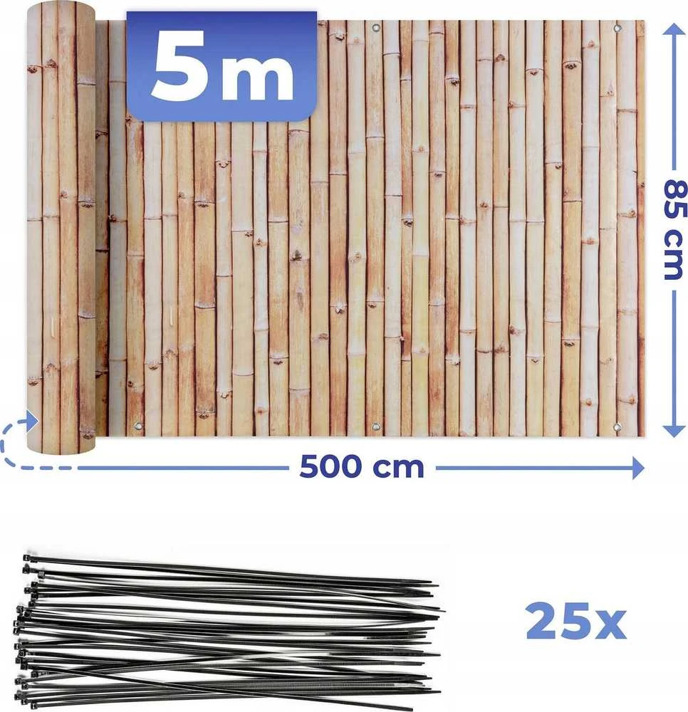 Maximex Balkono užvalkalas su bambuko raštu, 5 m x 85 cm