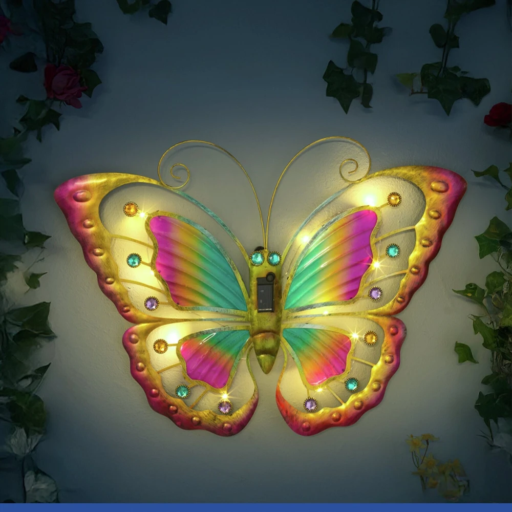 Maximex Butterfly Sodo sienos dekoracija, saulės energija varomas LED drugelis, 54 x 40 cm