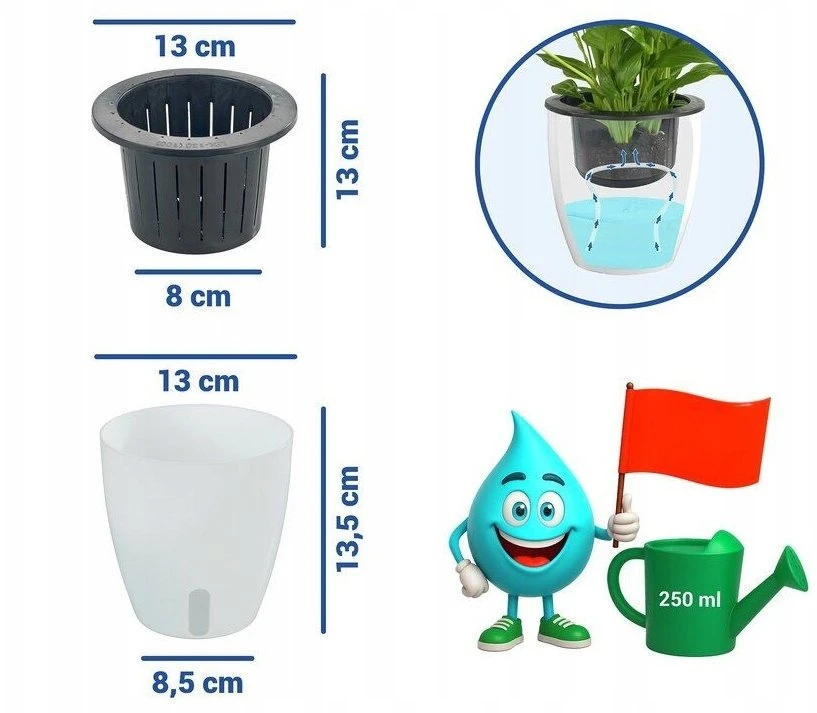 Maximex Trijų vazonų su laistymo sistema rinkinys, Ø 13 cm