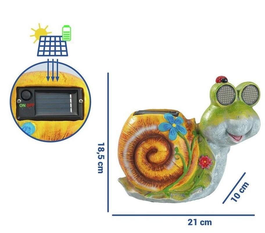 Maximex Saulės energija varoma sodo figūrėlė – sraigė LED su šviečiančiomis akimis, 21 x 18,5 cm