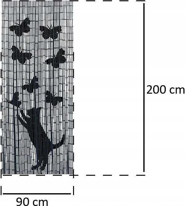 Maximex Užuolaidos bambusowa Kot i motyle, 90x200 cm