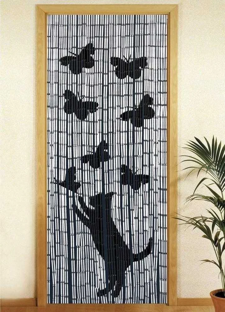 Maximex Užuolaidos bambusowa Kot i motyle, 90x200 cm