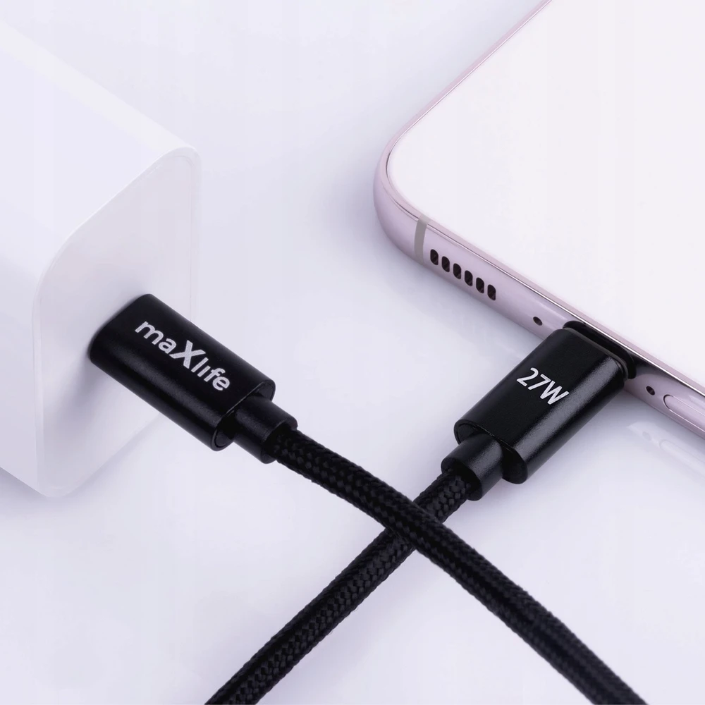 Maxlife MXUC-12 laidas USB-C – Lightning 2,0 m 27W juodas
