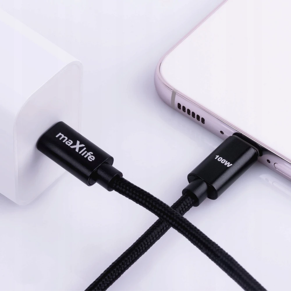 Maxlife MXUC-12 laidas USB-C – USB-C 1,0 m 100W juodas
