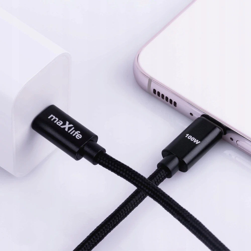 Maxlife MXUC-12 laidas USB-C – USB-C 2,0 m 100W juodas