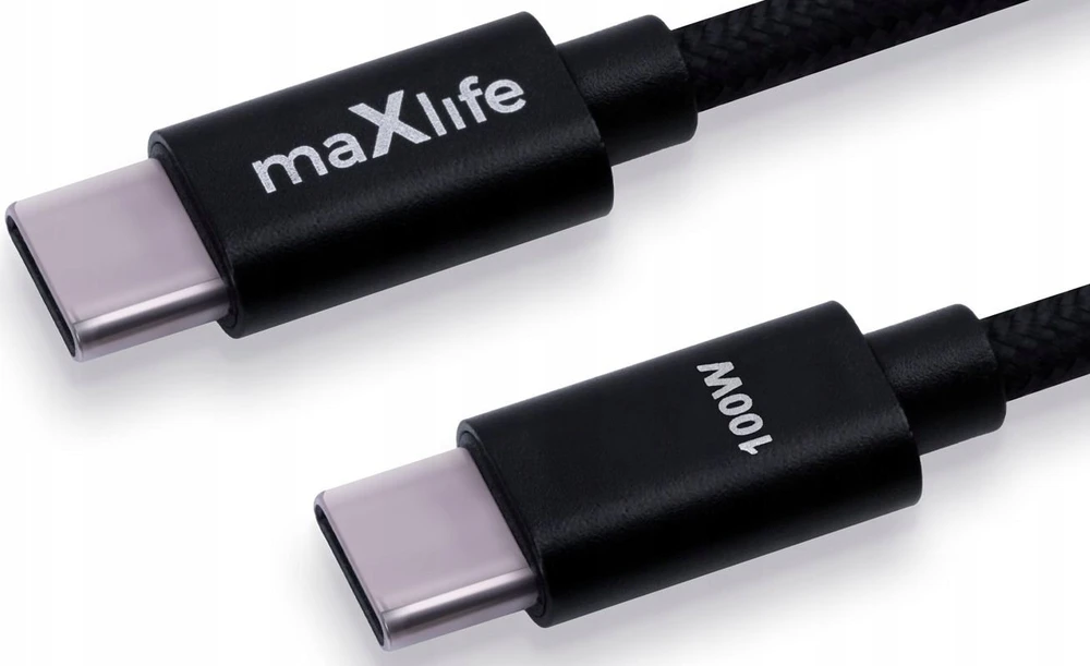 Maxlife MXUC-12 laidas USB-C – USB-C 2,0 m 100W juodas