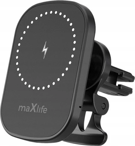 Maxlife automobilinis laikiklis ventiliacijos grotelėms MXCH-16 magnetinis su belaidžiu įkrovimu juodas 15W