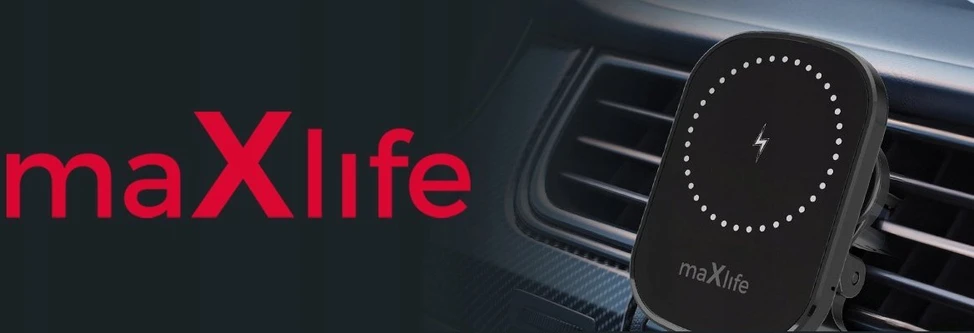 Maxlife automobilinis laikiklis ventiliacijos grotelėms MXCH-16 magnetinis su belaidžiu įkrovimu juodas 15W
