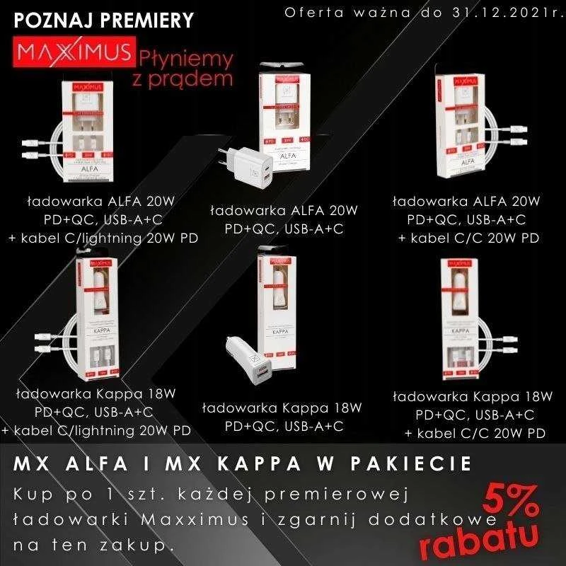 Maxximus Tinklo įkroviklis MX ALFA 20W PD+QC, USB-A+C baltas TTT
