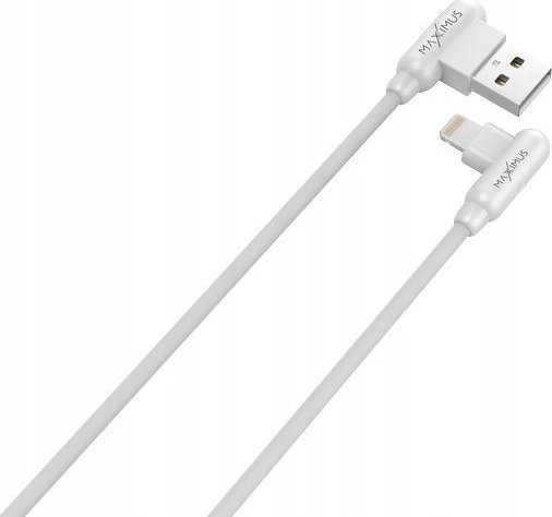 Maxximus KABELIS MX CORNER GREITOJO ĮKROVIMO LIGHTNING 2.4A/1M, Baltas KAMPINIS