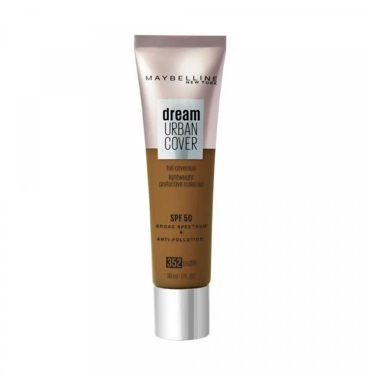 „Maybelline Dream Urban Cover Full Cover Kreminis“ makiažo pagrindas, 352 Truffle SPF 50, 30 ml