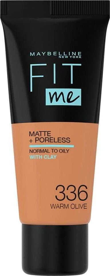 „Maybelline Fit Me Matte + Poreless“ skystas makiažo pagrindas, 336 „Warm Olive“, 30 ml