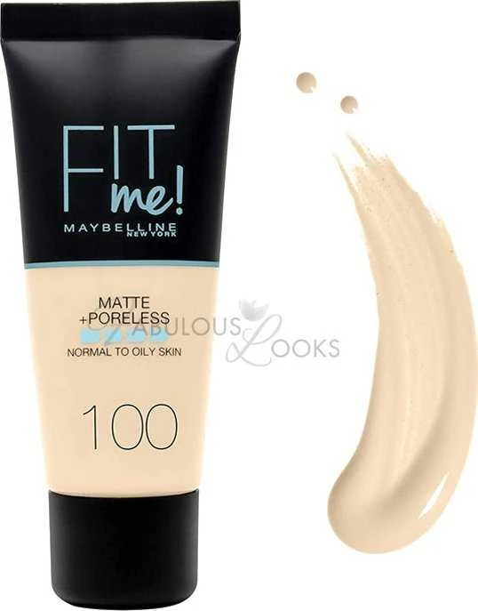 „Maybelline Fit Me Matte + Poreless“ skystas makiažo pagrindas, 100 „Warm Ivory“, 30 ml