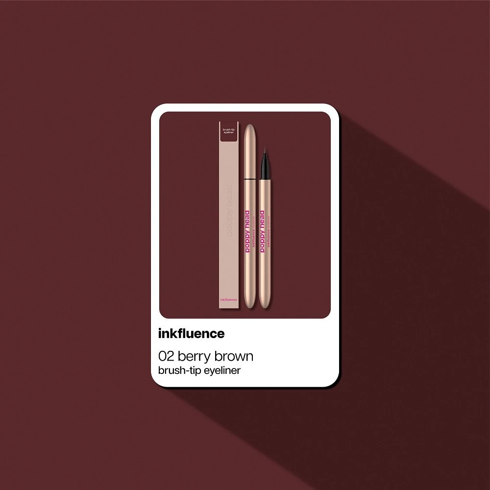 Poppy Head Inkfluence eyeliner w pisaku su pędzelkową końcówką 02 Berry Brown 0.6ml