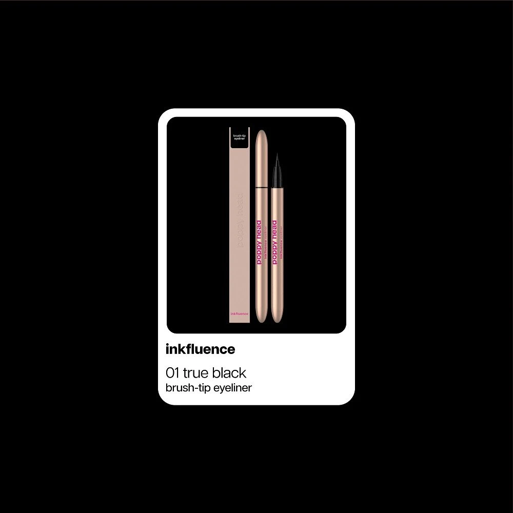 Poppy Head Inkfluence eyeliner w pisaku su pędzelkową końcówką 01 True Juodas 0.6ml