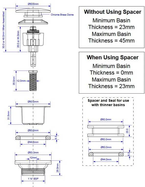 McAlpine Korek automatinis klik-klak 5/4'' duży chrom (CWP60-CB)