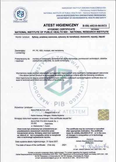McAlpine sifonas Vamzdinis sifonas 5/4x32 su metaliniu sieteliu ir guminiu kamščiu