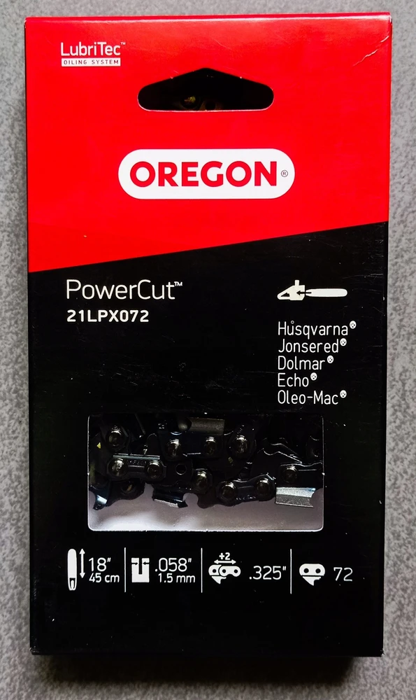 NAC Pjūklo grandinė Oregon 21LPX - PowerCut; 18''; 45 cm; .325''; 72; 1,5 mm