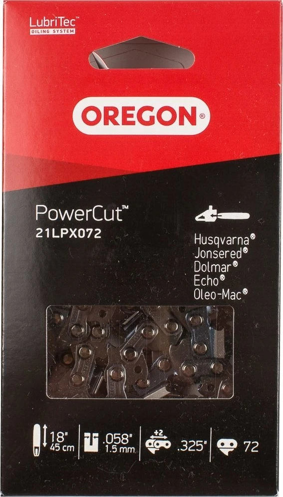 NAC Pjūklo grandinė Oregon 21LPX - PowerCut; 18''; 45 cm; .325''; 72; 1,5 mm