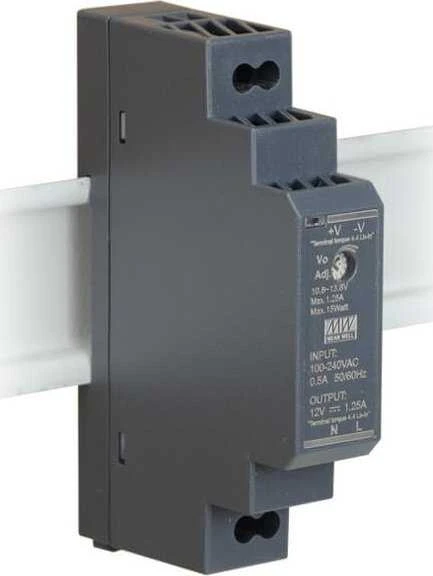 ĮKROVIKLIS IMPULSOWY NA SZYNĘ DIN MEAN WELL HDR-15-12 12V/15W/1.25A