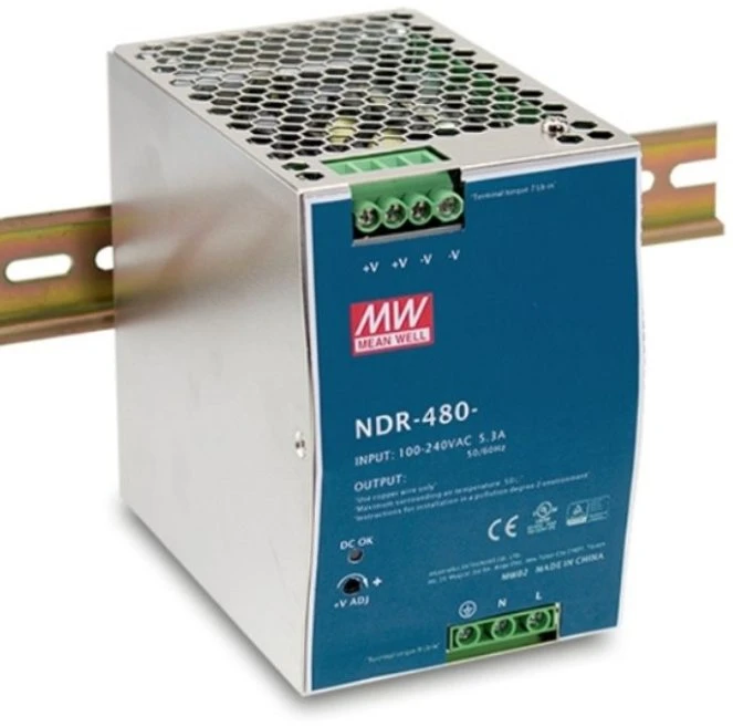 Mean Well IŠJUNGIMO MAITINIMO ŠULINIO DIN bėgelio MEDŽIAGOS NDR-480-48 48V/480W/10A