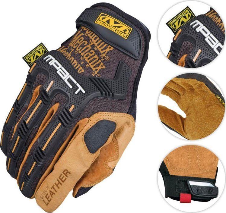 Mechanix Wear PirštinėsMechanix Durahide™ M-Pact® XL dydis. Velcro, TrekDry®, oda, delno, krumplių, pirštų apsauga, D30® apsauga nuo vibracijos