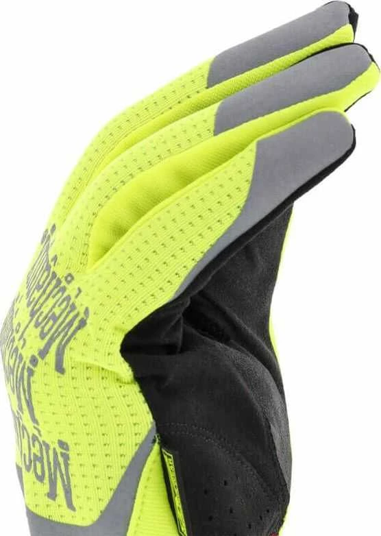 Mechanix Wear PirštinėsFastFit® HiViz geltonos 9/M dydis. Rauktas rankogalis, dirbtinė oda, TrekDry®, šviesą atspindintys užrašai