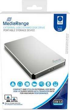 Kietasis diskas Dysk zewnętrzny SSD MediaRange MR997 2TB Sidabrinė