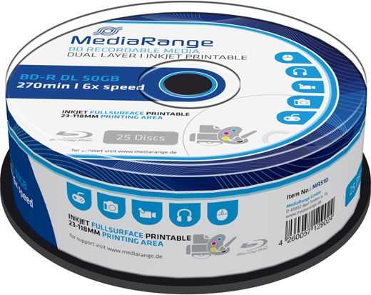 MEDIARANGE MR510 - 50 GB - BD-R DL - Cakebox - 25 vnt.